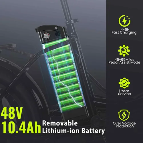 Miniatura 2 de Vivi Bicicleta eléctrica 20 "x3.0 MT20UL Fat Tire Bicicleta eléctrica con 48V 499.2WH batería extraíble
