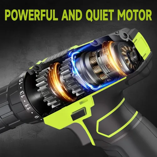 Miniatura 4 de PULITUO Juego de taladro inalámbrico de 12 V verde, kit de taladro eléctrico con batería y cargador, taladro eléctrico para mejoras del hogar