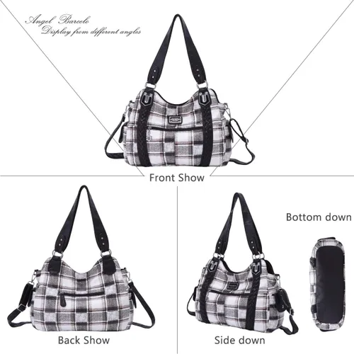 Miniatura 31 de Angel Barcelo - Bolsa de hombro amplia para mujer, diseño Hobo, cuero lavado