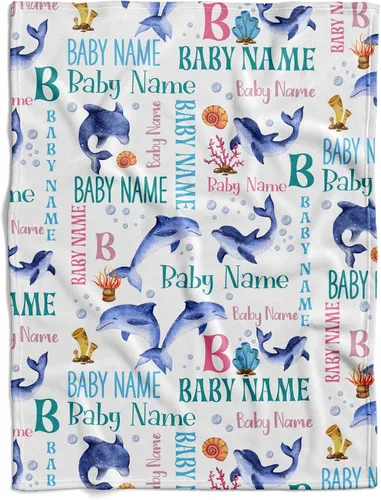 Miniatura 35 de Manta de bebé náutica personalizada, manta de bebé de vida oceánica, manta de bebé océano, manta de bebé con tema oceánico, manta de bebé con Sueños