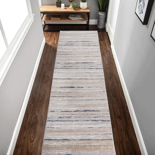 Miniatura 30 de NAAR PAYAS Collection - Alfombra de área de 6 x 9 pies, diseño de medallón crema y azul, no se desprende, resistente a las manchas, para sala