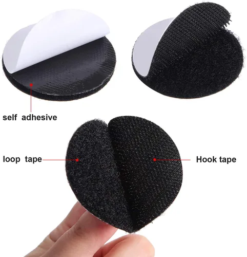 Miniatura 3 de WILLBOND 24 pares de parches de árbitro de 1 pulgada con puntos negros autoadhesivos redondos de doble cara de gancho y bucle, cinta adhesiva