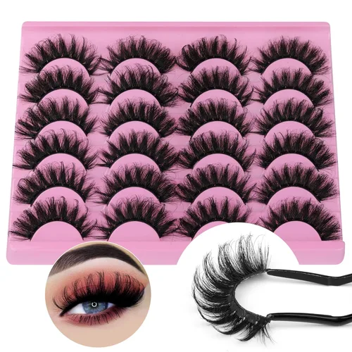 Miniatura 11 de 20 pares de pestañas postizas naturales esponjosas de ojo de gato, pestañas postizas de 4 estilos mixtos gruesos y finos, pestañas de visón