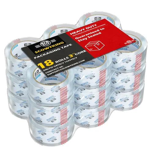 Miniatura 9 de 2 rollos de cinta de embalaje transparente, 4,7 cm x 62 m, 0,07 mm de grosor - Cinta de envío resistente para mudanzas, sellado de cajas, embalaje