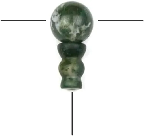 Miniatura 22 de Cherry Blossom Beads Piedra preciosa Mala Guru Bead – Turquesa africana – Tres agujeros 0.394 in redondo con torre de 0.276x0.394 in – Tres