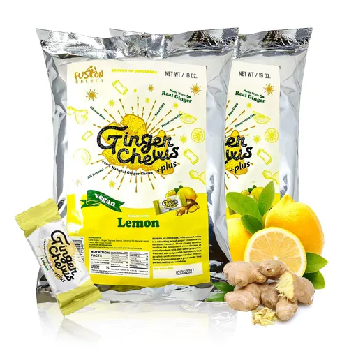 Miniatura 12 de Fusion Select Caramelos masticables de jengibre - Dulces delicias confitadas suaves de Indonesia - Promueve el alivio de las náuseas matutinas