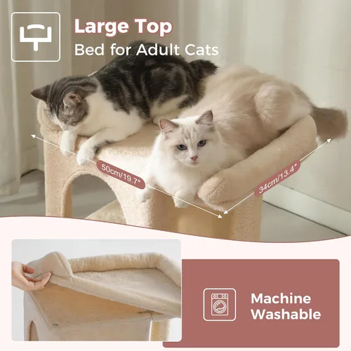 Miniatura 3 de Torre de árbol pequeño para gatos grandes con cama superior espaciosa de 20 x 13.8 pulgadas, condominio privado para gatos, poste rascador de sisal