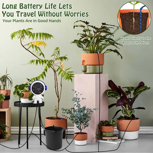 Miniatura 5 de Sistema de riego solar por goteo para jardín/exterior/interior, sistema de riego automático solar de jardín para 15 plantas en maceta, agua