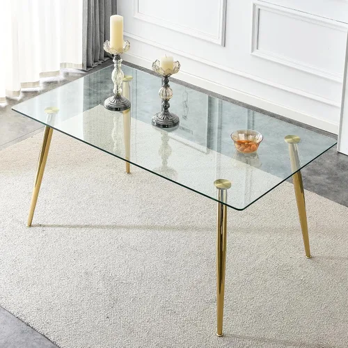 Miniatura 11 de Mesa redonda de comedor de vidrio para 2 a 4, moderna mesa superior de vidrio templado, patas cromadas resistentes, almohadillas ajustables, mesa