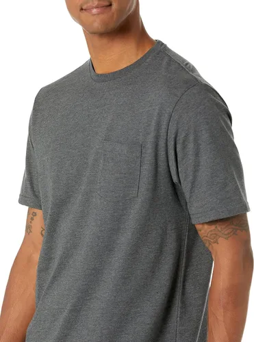 Miniatura 4 de Tienda Essentials Camiseta de manga corta con cuello redondo y bolsillo para hombre, ajuste regular, paquete de 2