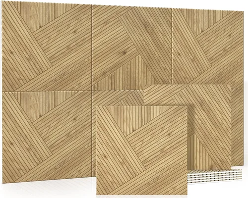 Miniatura 14 de JBER Paneles acústicos para pared - 6 piezas de 23.6 X 23.6 pulgadas con estampado de patrón de madera, paneles insonorizantes decorativos Lago