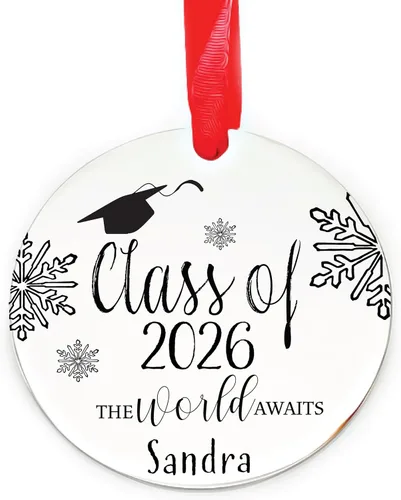 Adorno de Navidad de clase de 2026 personalizado Felicidades 2026, adorno de regalo para graduado, universidad, graduación, secundaria, graduado