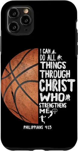 Miniatura 13 de Funda de baloncesto para iPhone 17 con texto en inglés "I can do All Things Through Christ Philippians