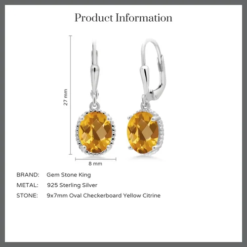 Miniatura 132 de Gem Stone King Aretes colgantes de gota para mujer, plata de ley 925, piedra natal ovalada de 0.354 x 0.276 in, joyería fina, regalos para ella