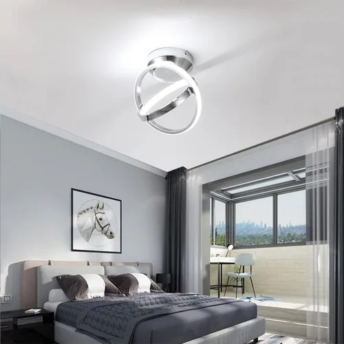 Miniatura 4 de CANEOE Lámparas de techo LED modernas, lámparas de pasillo redondas creativas de 30W con acabado cromado, lámpara de 6000K cerca del techo