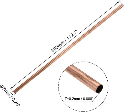 Miniatura 2 de uxcell Tubo redondo de cobre, 0.276 in OD 0.008 in espesor de pared 11.811 in longitud tubo recto tubo 3 piezas