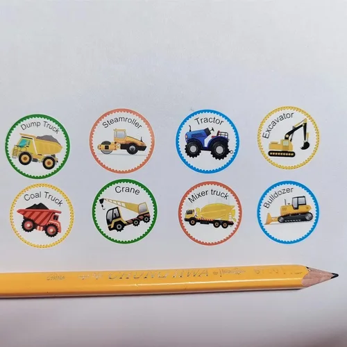 Miniatura 7 de Calcomanías de Rollo de Vehículos para Niños Maestros 500 Piezas Redondas de Camión y Carro Calcomanías de Recompensa para Niños Suministros
