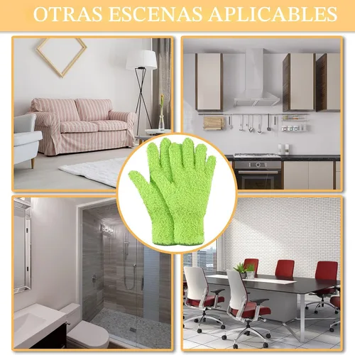 Miniatura 7 de Patelai 3 pares de guantes de limpieza de polvo de microfibra para plantas, guantes de limpieza de hojas para plantas de interior, persianas, Verde