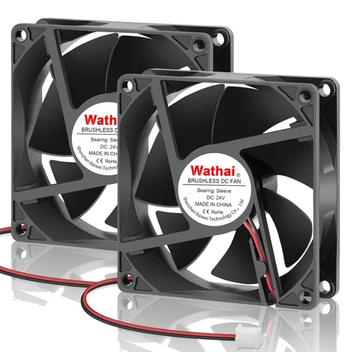 Wathai Ventilador de enfriamiento de 3.150 in 24 V CC, 2 pines, 24 voltios, 3.150 in x 0.984 in, sin escobillas, ventilador de 3 pulgadas de alta