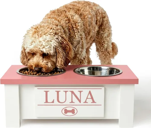 Miniatura 45 de GrooveThis Woodshop Soporte Personalizado de Cuenco Elevado para Perros de Tamaño Grande, Mediano, Pequeño y Extra Pequeño - Cuencos de Acero Negro