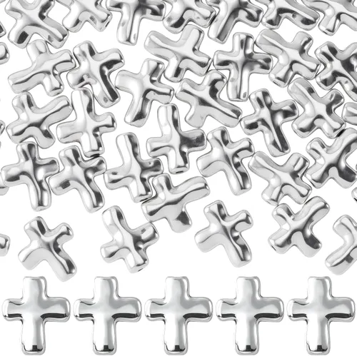 Miniatura 26 de 120 dijes de cruz para hacer joyas, cuentas de cruz religiosa para pulseras, cruces para hacer joyas, pulseras, collares, manualidades (6 colores)