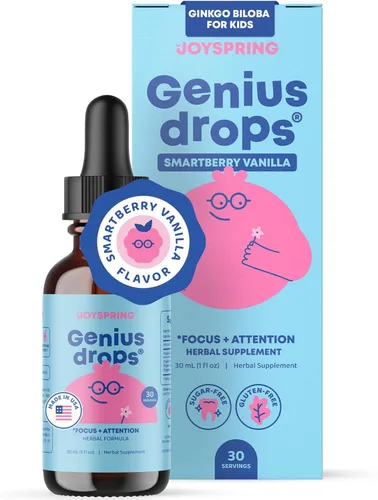 Miniatura 11 de JoySpring Genius Drops for Kids Suplemento de Concentración Clínicamente Comprobado Suplemento Líquido Herbal de Concentración con Ginkgo Biloba