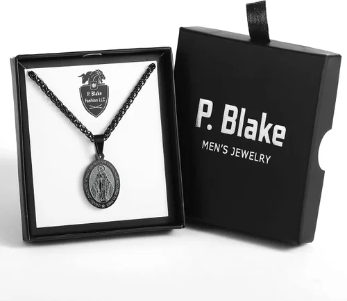 Miniatura 131 de P. BLAKE Collar ovalado de San Cristóbal, Miguel, José, Jude/Virgen María/José/Francisco/Patrick/Anthony/Benedict/Thomas para hombres y mujeres