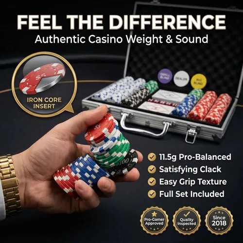 Miniatura 2 de HEITOK Juego de fichas de póquer numeradas de 500 piezas – Fichas de póquer pesadas de grado casino de 0.41 oz con estuche de aluminio, 2 cubiertas