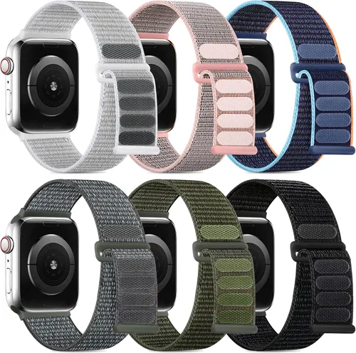 Miniatura 16 de WJK Correas elásticas de nailon compatibles con correas de Apple Watch de 1.496 in 1.575 in 1.614 in 1.654 in 1.732 in 1.772 in 1.811 in 1.929 in