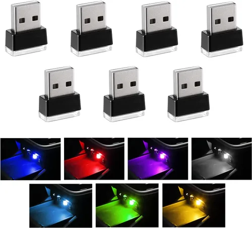 Miniatura 18 de 4 PCS Lámpara de Atmósfera Interior de Coche LED USB, Mini Luz Nocturna LED Portátil, Kit de Iluminación Ambiental de Maletero con Interfaz USB
