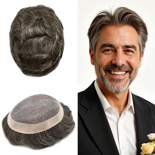 Miniatura 26 de Mens Toupee Hair Piece For Men Fine Mono Men Hair System Toupee For Men Hair Piece Real Human Hair System For Men Protesis Capilar Para Hombre 6x9