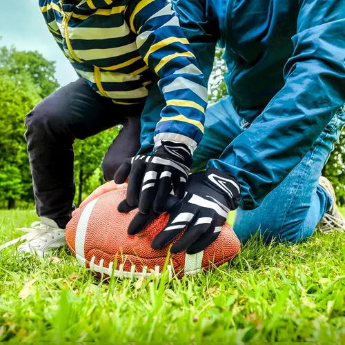Miniatura 7 de Guantes de fútbol americano para niños de 8-12 años, guantes antideslizantes para receptor abierto juvenil, guantes de silicona de rendimiento