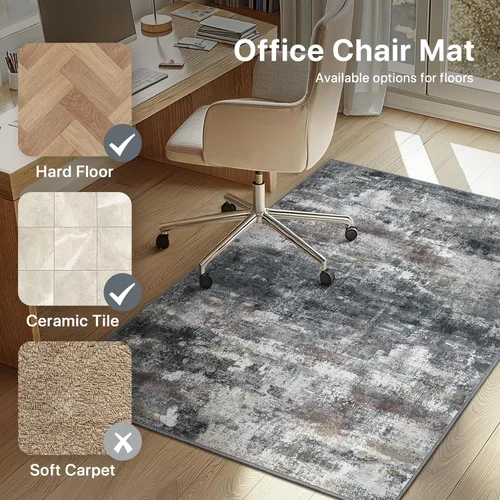 Miniatura 3 de Tapete para silla de oficina para pisos de baldosas de madera dura, tapetes abstractos de escritorio de 36" x 48" para silla de oficina sobre sillas