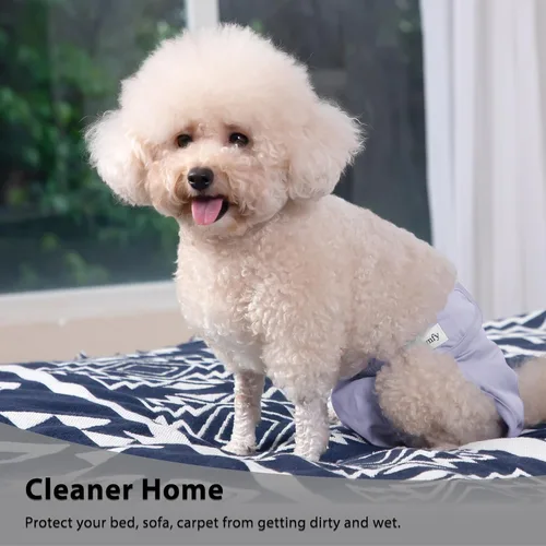 Miniatura 2 de Vecomfy - Pañales reutilizables para perras pequeñas, (paquete de 4) pañales absorbentes fáciles para cachorros, para orinar, en calor, bragas
