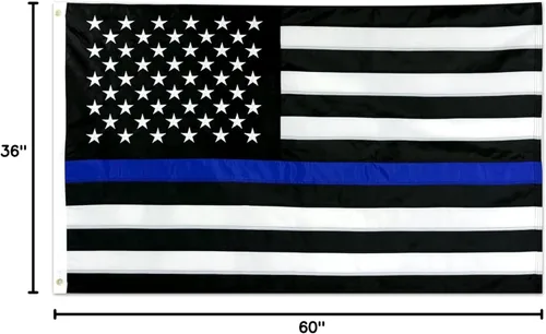 Miniatura 8 de Bandera de Estados Unidos con línea azul delgada de 4 x 6 pies, bandera de policía resistente, extremo de mosca cosido cuádruple, nailon 210D