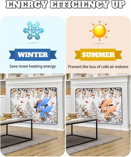 Miniatura 56 de Cubierta magnética azul para chimenea, detiene la pérdida de calor, pantalla de chimenea para interiores, bolas de gnomos de Navidad, árbol de copo