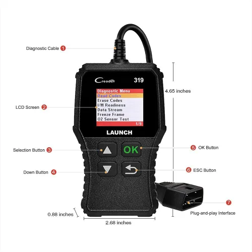 Miniatura 8 de LAUNCH Lector de código de falla del motor del escáner OBD2, lector de código CR319, herramienta de escaneo de diagnóstico CAN soporta búsqueda DTC