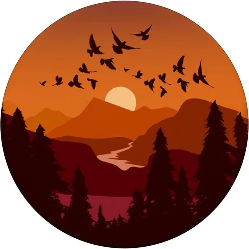 Miniatura 3 de Orange Sunset Mountains Landscape Birds Beautiful PopGrip intercambiable PopSockets de paisajes