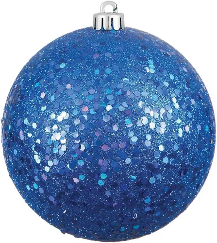 Miniatura 37 de Vickerman Adorno de bola de Navidad inastillable con acabado de lentejuelas con tapa perforada, 6 por bolsa, 4 pulgadas, color negro