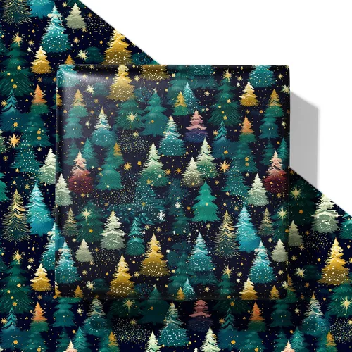 Miniatura 10 de SaringSwoon Papel de regalo de pato de Navidad, divertido envoltorio de regalo de Navidad con sombreros de Papá Noel, bastones de caramelo, patos