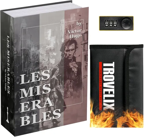 Miniatura 10 de Caja fuerte con cerradura de combinación, caja fuerte oculta (9.5 x 6.2 x 2.2 pulgadas) con bolsa ignífuga, caja de seguridad secreta