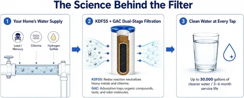 Miniatura 7 de APEC Water FI-KDF55-10BB GAC Filtro de agua de carbono para toda la casa; metales pesados, reducción de cloro y bacterias, 4.5 x 10 pulgadas