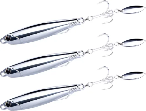 Miniatura 9 de Dr.Fish Paquete de 3 cucharas de jigging, plantillas de fundición de metal, ganchos agudos con cuchillas, cucharas de fundición de agua salada, Hoja