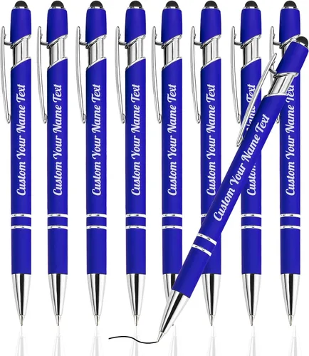 Miniatura 119 de Bolígrafo personalizado, 1 unidad, bolígrafo personalizado con logotipo de mensaje de nombre comercial grabado, lápiz digital de tinta negra suave