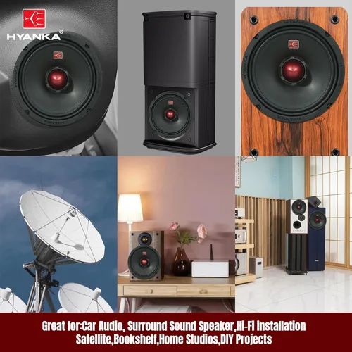 Miniatura 7 de H YANKA BMC-65 - Altavoces de rango medio 6.5 para automóvil, 480 vatios, 4 ohmios, diseño bala con cesta de acero negro, sonido sin distorsiones