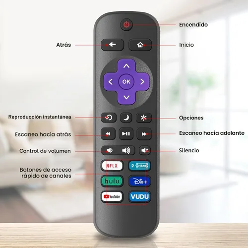 Miniatura 5 de Paquete de 4 controles remotos de repuesto solo para Roku TV, compatible con todos los TCL Roku/Hisense Roku/Onn Roku/Sharp/Philips Roku