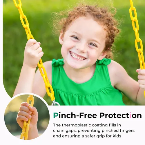 Miniatura 2 de DECORLIFE Asiento de columpio para niños pequeños, columpio para bebé al aire libre con cadenas recubiertas, silla de columpio de cubo completo