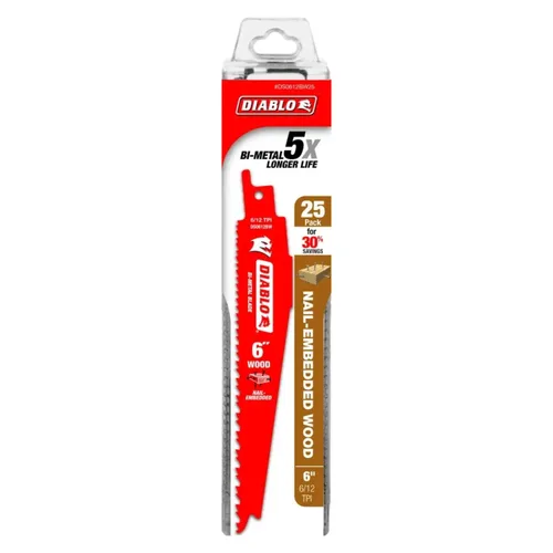 Miniatura 2 de Diablo Cuchillas alternativas bimetálicas con revestimiento Perma-Shield para madera incrustada en clavos, 6 pulgadas de longitud, diseño de dientes