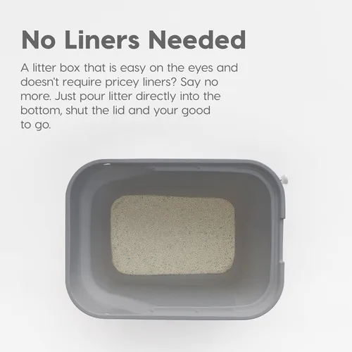 Miniatura 5 de IRIS USA - Caja de arena higiénica cuadrada para gatos, bandeja grande para gatos con tapa de captura de partículas de arena, menos residuos