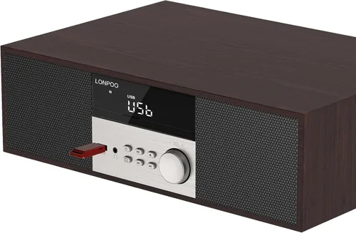 Miniatura 11 de Reproductor de CD Boombox, LP-D02 portátil Bluetooth FM Radio Sistema de sonido estéreo con sonido cristalino, reproducción de MP3, entrada USB